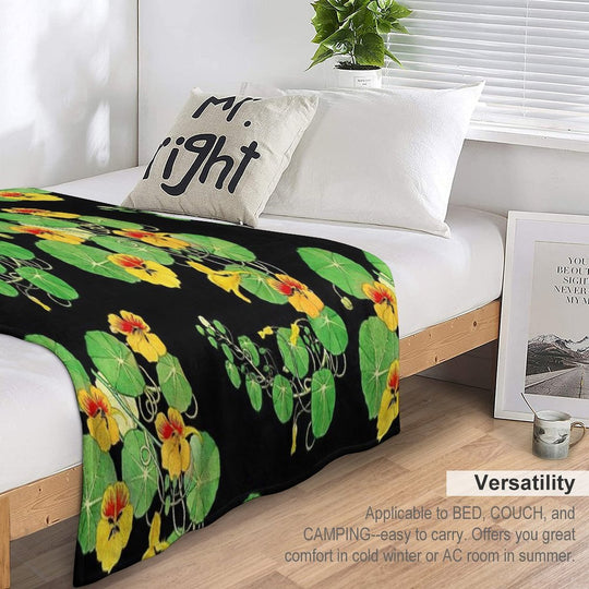 Yellow Nasturtium Flower  Botanical Illustration Lightweight Throw Blanket