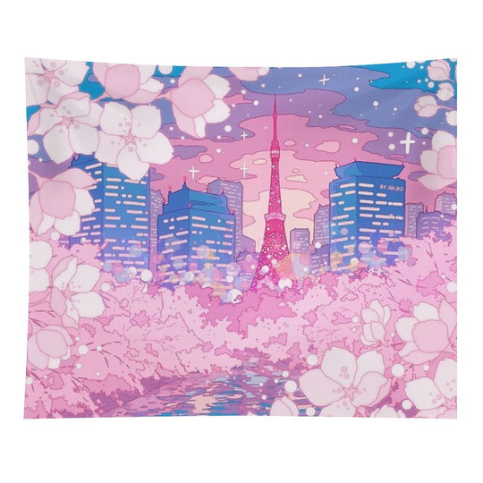 The Evening Tokyo Lake View Tapestry