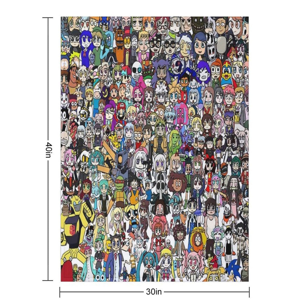 Fandoms Unite 241 Character Collage Travel-friendly Throw Blanket