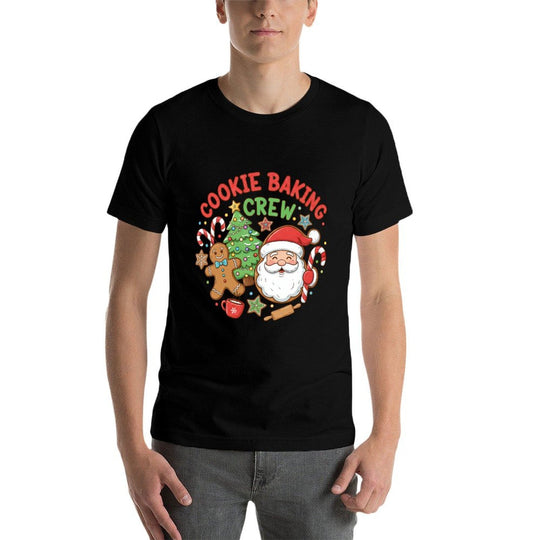 Cute Cookie Baking Crew Santa Gingerbread Man Women Kids  Cotton T-Shirt