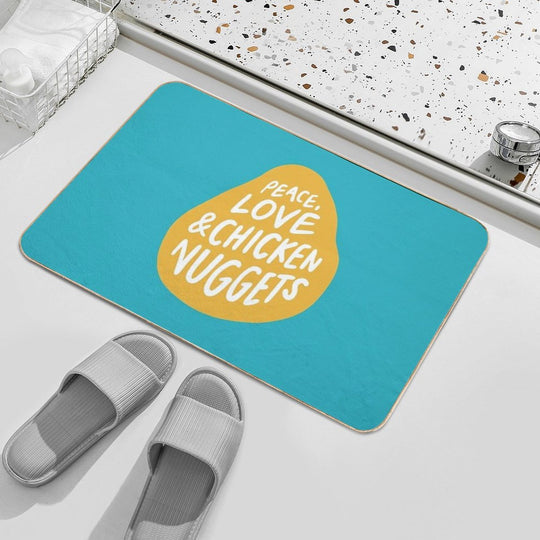 Peace, Love & Chicken Nuggets  Easy To Clean Bath Mat