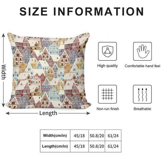 Christmas Happy Town Soft Gift Ready Throw Pillow