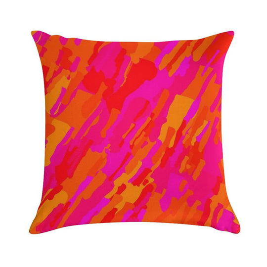 Hot Fuchsia Orange Soft Fade-Resistant Throw Pillow