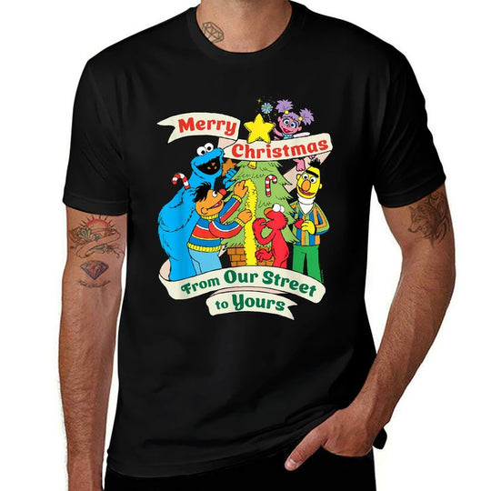 Sesame Street Vintage Merry Christmas  Summer-ready Fabric T-Shirt