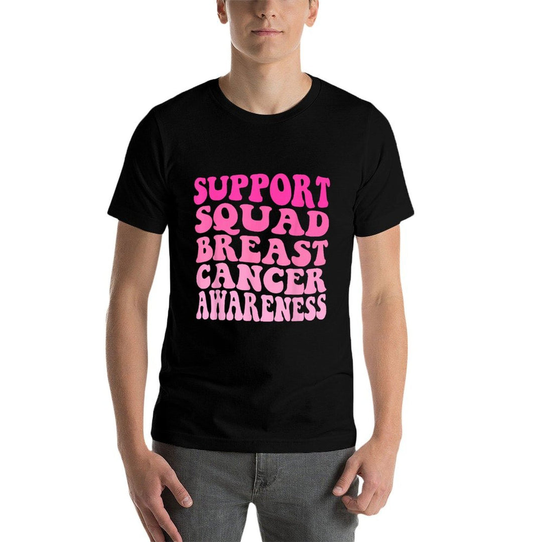 Groovy Support Squad Breast Cancer Pink Warriors Awareness  Breathable T-Shirt