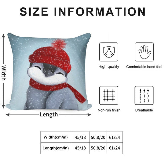 Baby Penguin Soft Reinforced Edging Throw Pillow