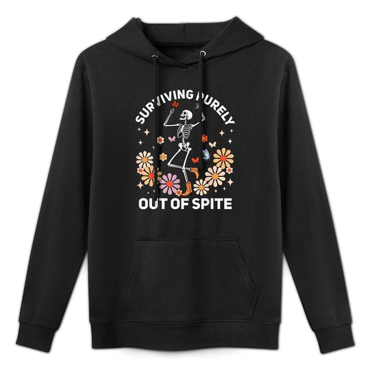 Surviving Purely Out of Spite Funny Skeleton Costume Easy Care Hoodie