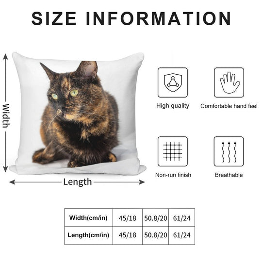 Tortoiseshell Cat Soft Decorative Cover Throw Pillow