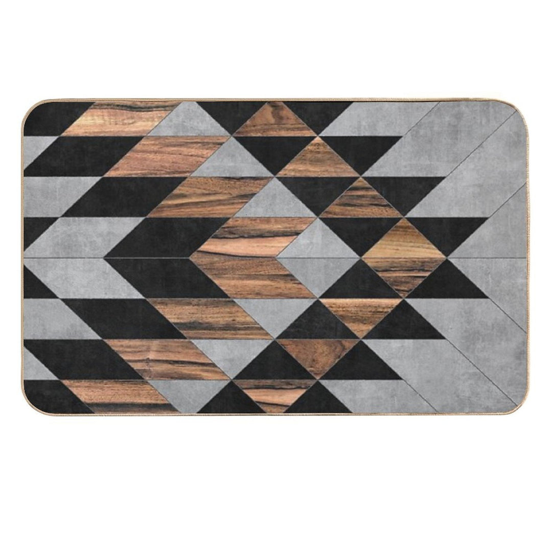 Urban Tribal Pattern No.10 - Aztec - Concrete And Wood  Versatile Bath Mat