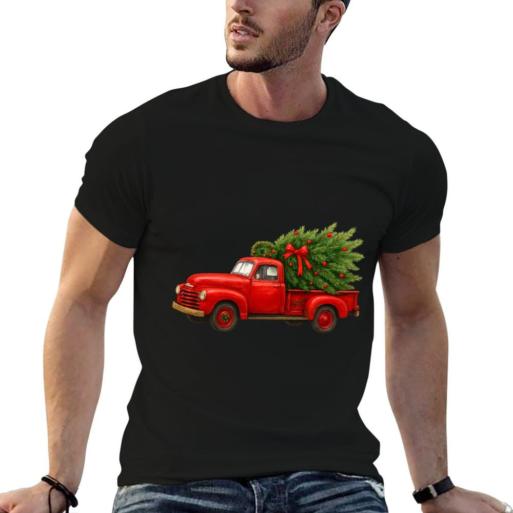 Vintage Red Truck Christmas Tree Winter Season  Soft T-Shirt