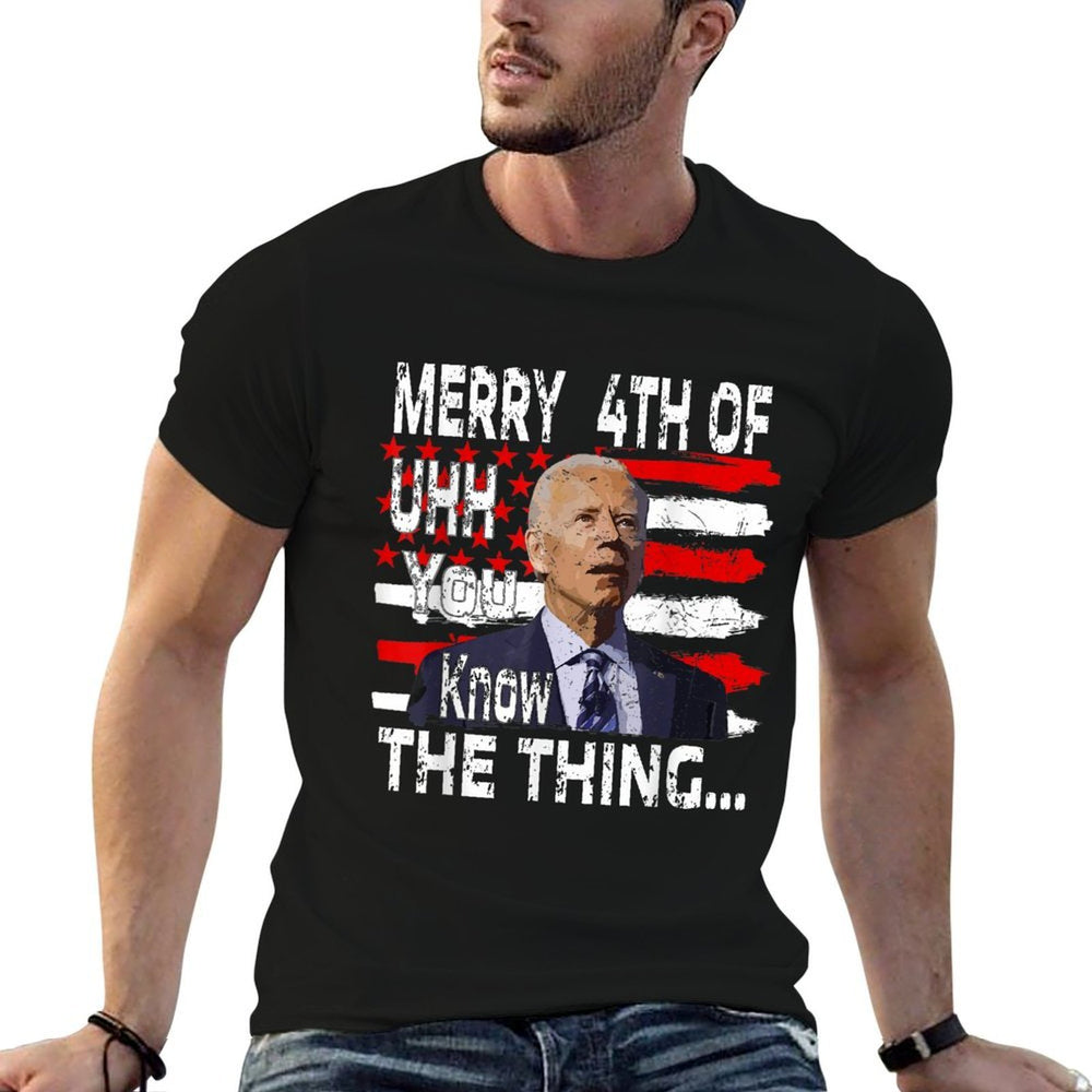 Funny Biden Happy Fourth Of July.Biden 4th of July Memes  Easy-care T-Shirt