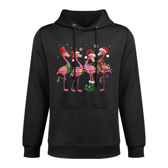 Womens Pink Flamingo Santa Hat Christmas Tree Lights Flamingo Lover All-Day Comfort Hoodie