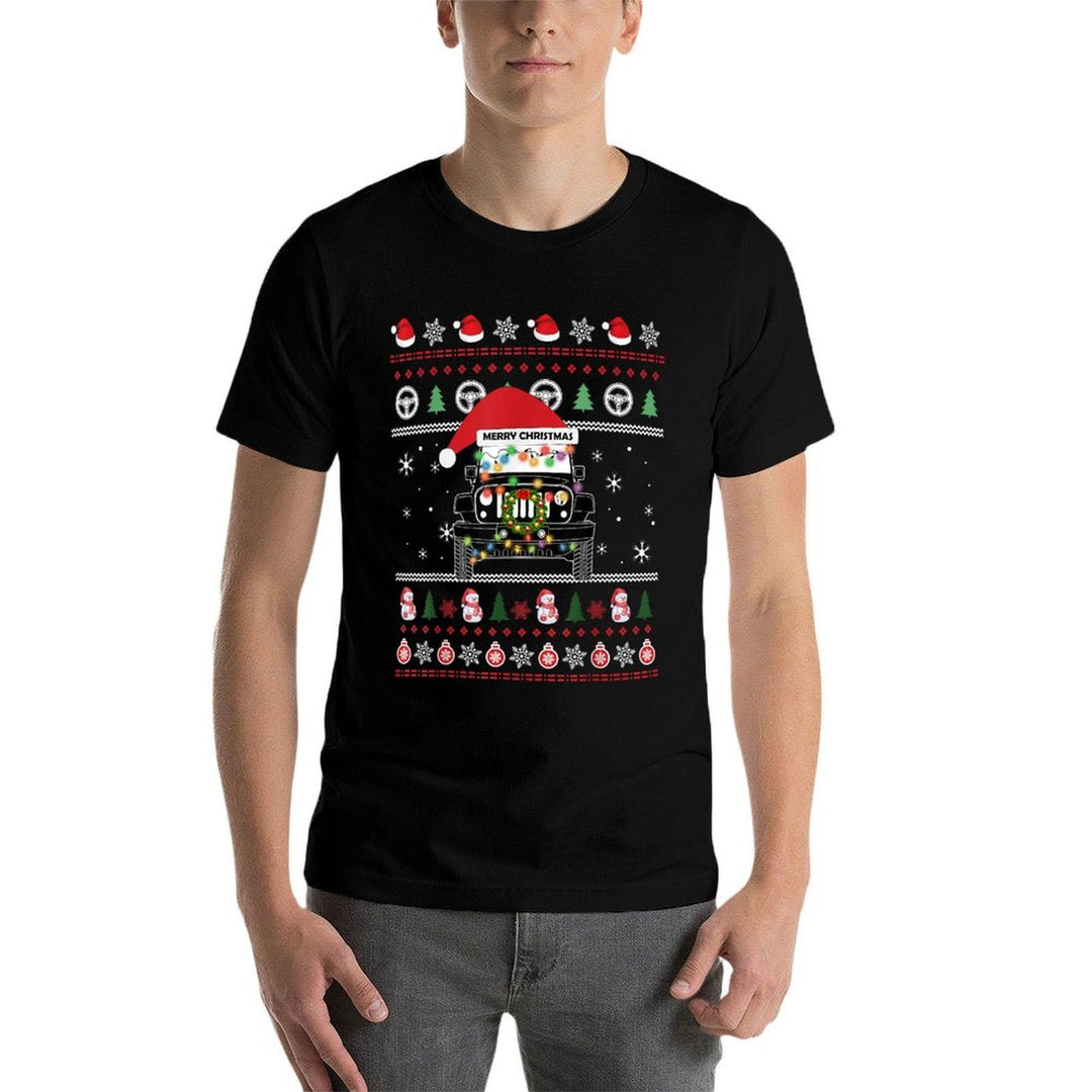 Merry Jeepmas Ugly Light Christmas  High-quality Stitching T-Shirt