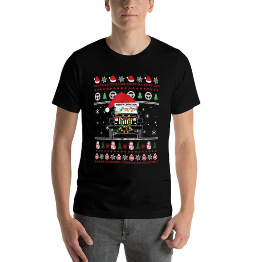 Merry Jeepmas Ugly Light Christmas  High-quality Stitching T-Shirt