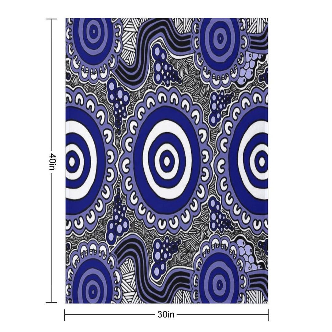 Authentic Aboriginal Art - Gathering Machine-washable Throw Blanket