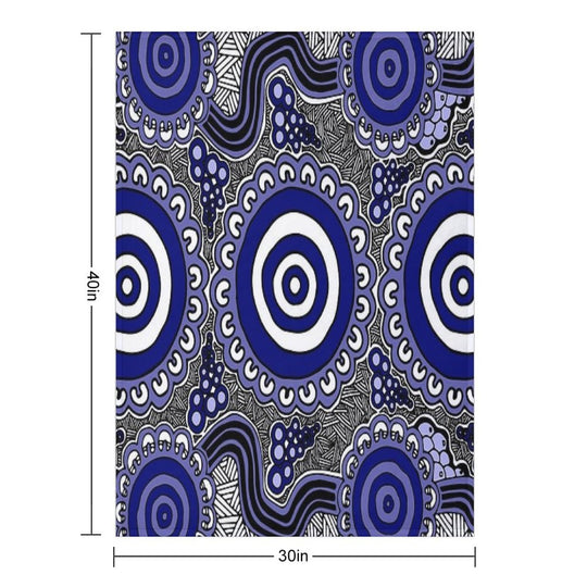 Authentic Aboriginal Art - Gathering Machine-washable Throw Blanket