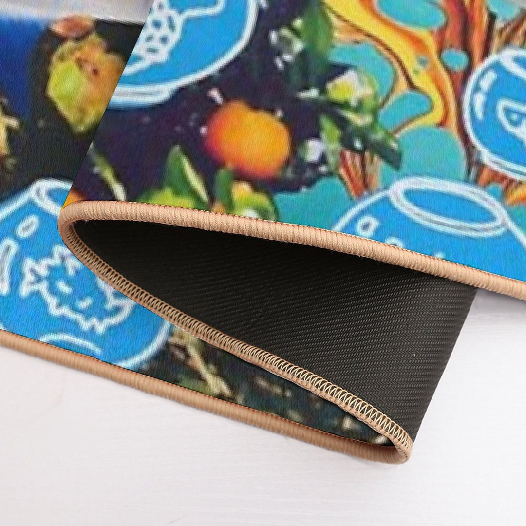 Original Analog Paper Collage Titled Summer Seas  Non-Slip Bath Mat