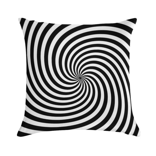Black And White Op-Art Spiral Soft Warmth Comfort Throw Pillow