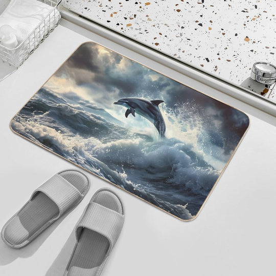 Storm Dolphin  Fade-Resistant Bath Mat