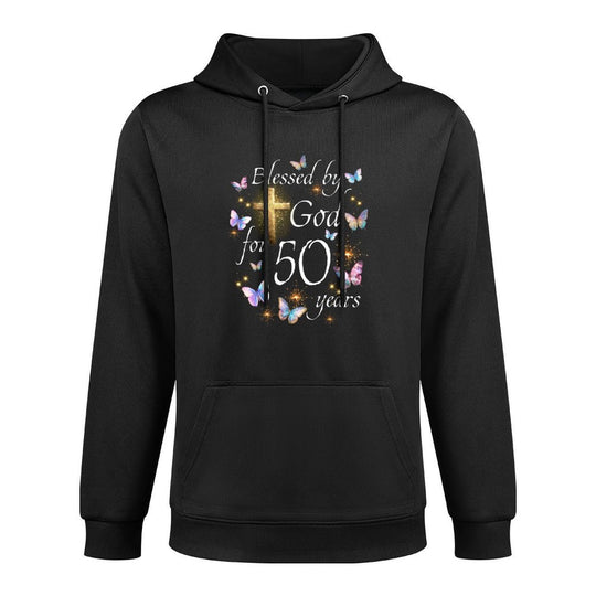 Blessed By God For 50 Year Butterfly Christian 50th Birthday Durable Construction Hoodie