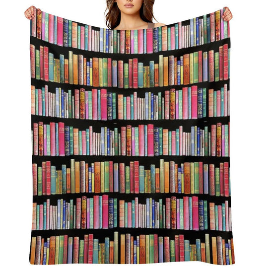 Bookworms Delight  Antique Book Library for Bibliophile Comfort Throw Blanket