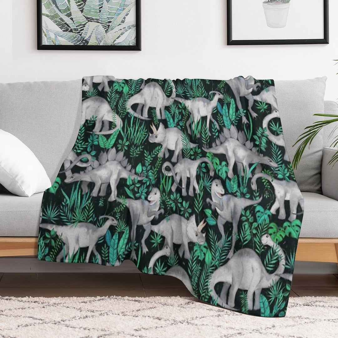 Dinosaur Jungle Velvety-soft Throw Blanket