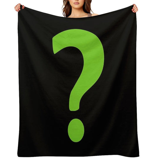 Enigma - Green Question Mark Velvety-soft Throw Blanket