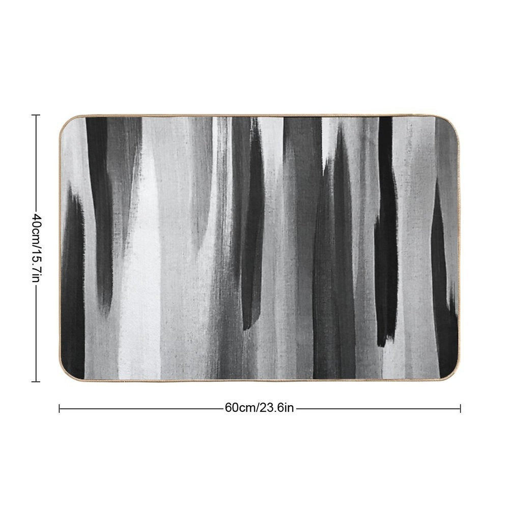 Contemporary Modern Black, White And Gray Abstract Streaks  Toxin-Free Bath Mat