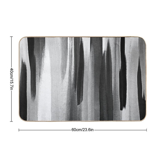Contemporary Modern Black, White And Gray Abstract Streaks  Toxin-Free Bath Mat
