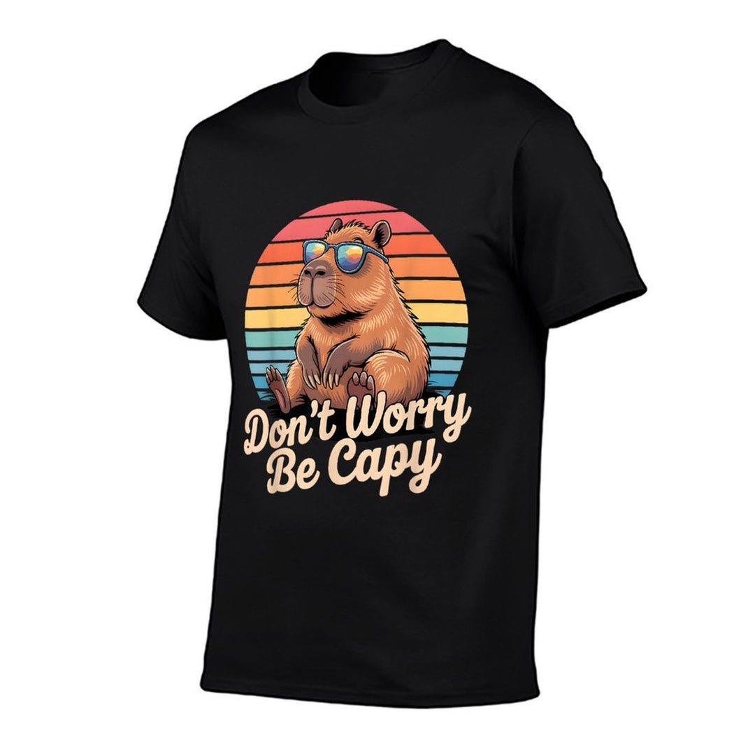 Dont Worry Be Capy Funny Capybara Retro Men Boys Kids Women  Wrinkle-resistant T-Shirt