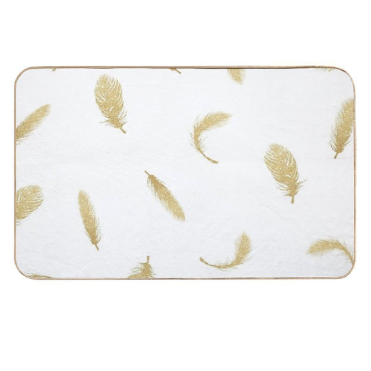 Gold Glitter Feathers  Slip-Resistant Bath Mat