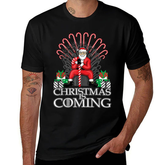 Christmas Is Coming Xmas Santa Claus  Oversized Silhouette T-Shirt