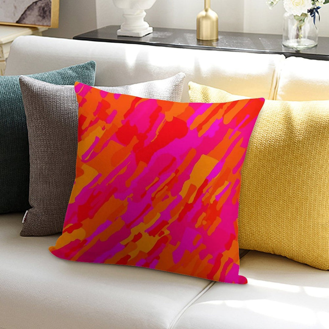 Hot Fuchsia Orange Soft Fade-Resistant Throw Pillow