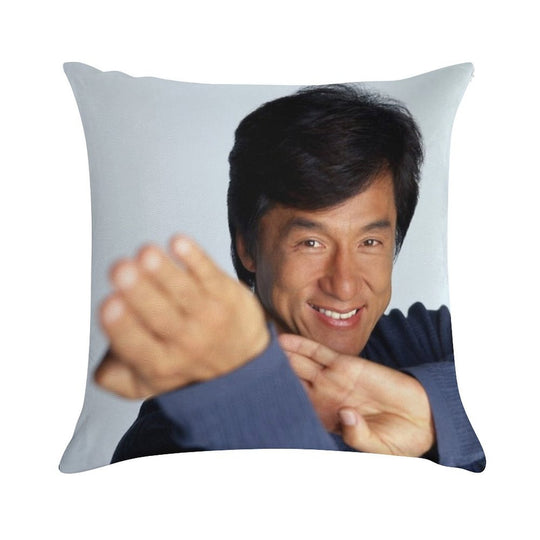 Jackie Chan Is A Happy Guy Soft Hidden Zipper Throw Pillow
