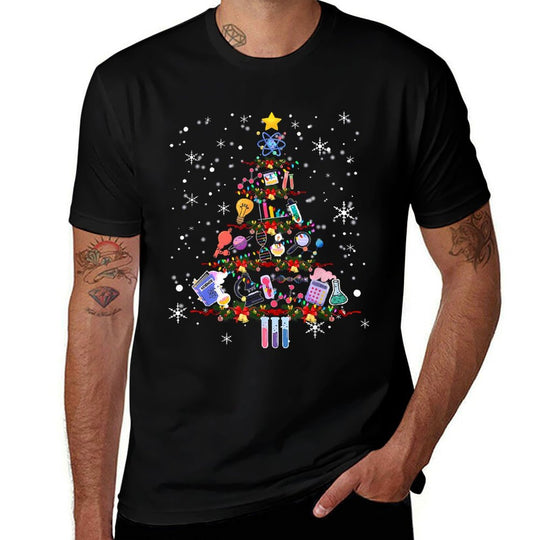 Science Christmas Lights Scientist Chemistry Lab Tech Xmas  Wrinkle-resistant T-Shirt