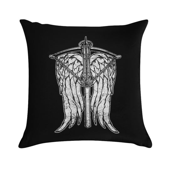 Angel Wings And Crossbow (Dirty) Soft Hidden Zipper Throw Pillow