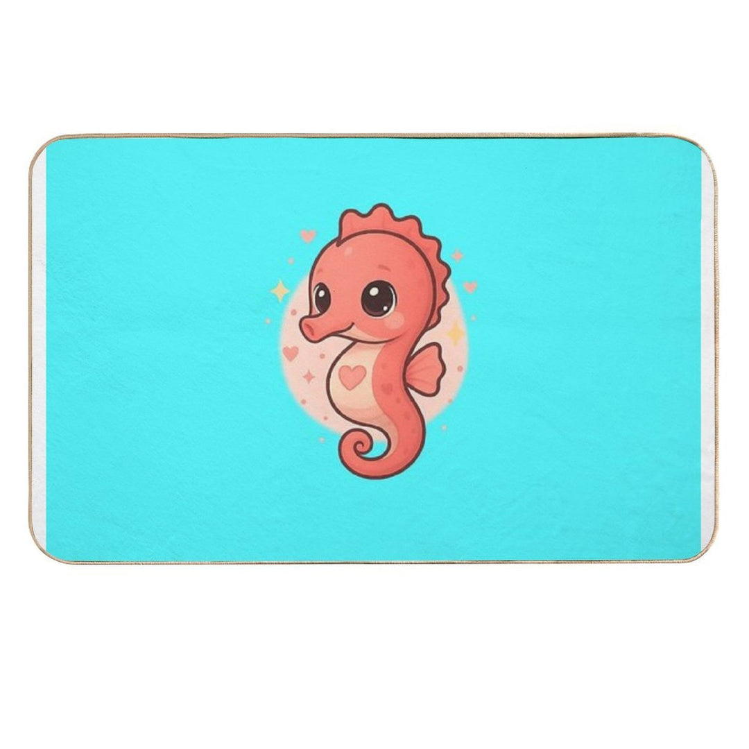 Kawaii Baby Seahorse – Chibi Mascot  Stain-Proof Bath Mat