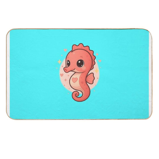 Kawaii Baby Seahorse – Chibi Mascot  Stain-Proof Bath Mat