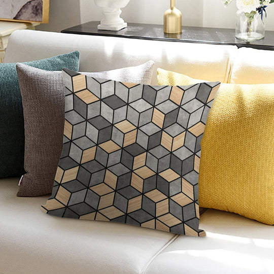 Concrete And Wood Cubes Soft Ultra-Soft Texture Throw Pillow