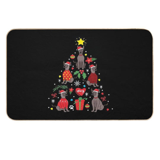 Xolo Dog Christmas Ornament Tree  Rapid-Drying Bath Mat