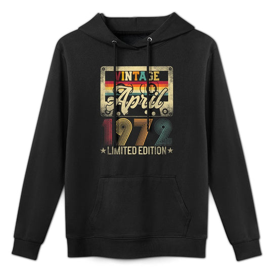 Vintage April 1972 53rd Birthday 53 Years Old Funny Retro Cotton-Polyester Blend Hoodie
