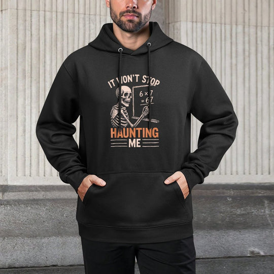 Haunted by 67 Skeleton Math Teacher Student Halloween Humor Versatile Streetwear Hoodie