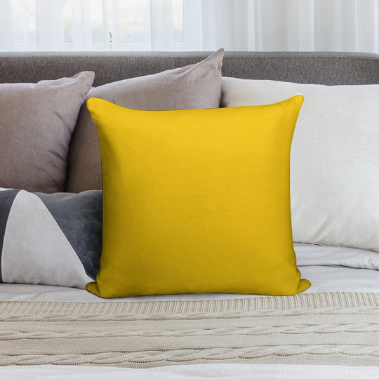 Solid Plain Mid Yellow Soft Easy Maintenance Throw Pillow