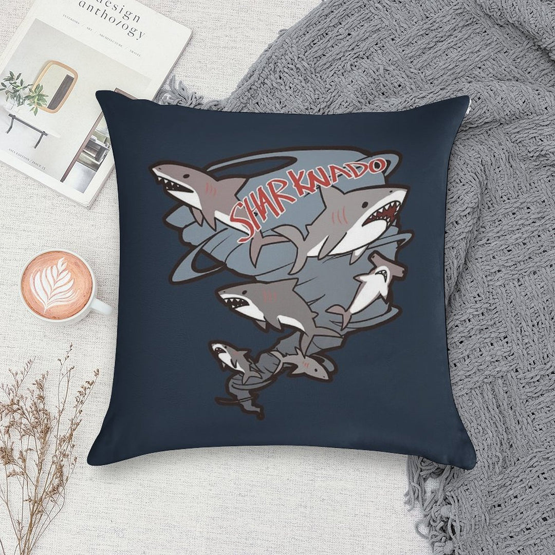 Cute Sharknado Soft Multiple Sizes Throw Pillow