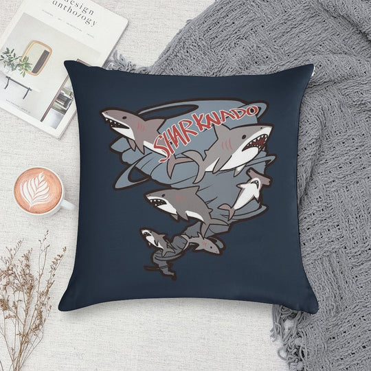Cute Sharknado Soft Multiple Sizes Throw Pillow