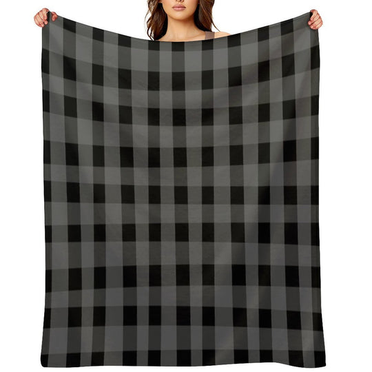 Black Pop Plaid Wrinkle-free Throw Blanket