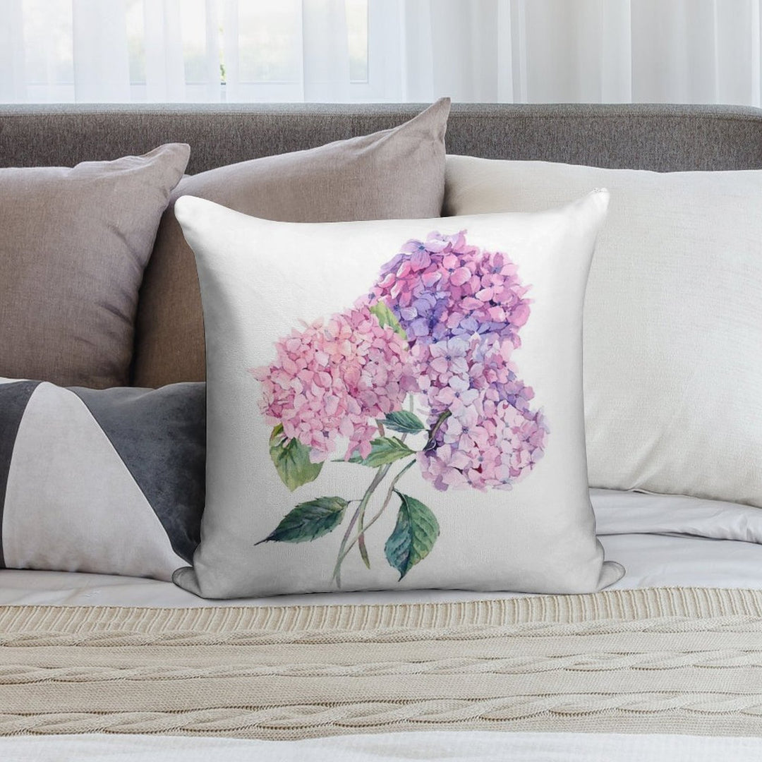 Watercolor Branch of Blooming Hydrangeas Soft Style Accent Throw Pillow