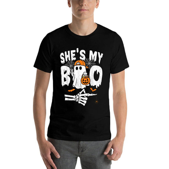 Hes My Boo Matching Couple Halloween Couples Shes My Boo Comfortable T-Shirt