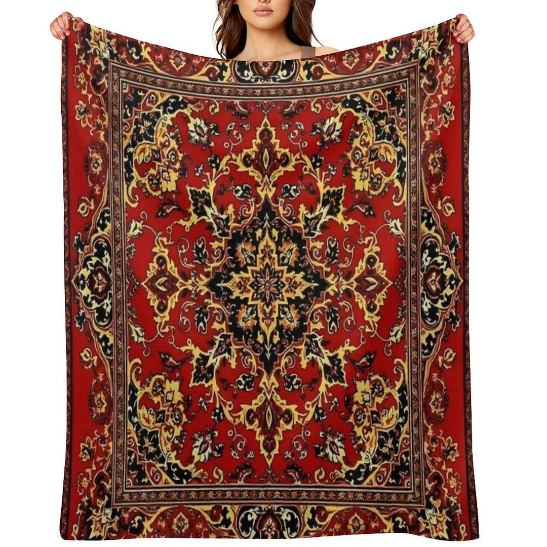 17th Century Afghanistan Rug Print Shrink-resistant Throw Blanket