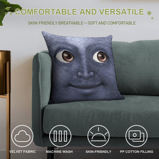 Black Moon Emoji Soft Warmth Comfort Throw Pillow